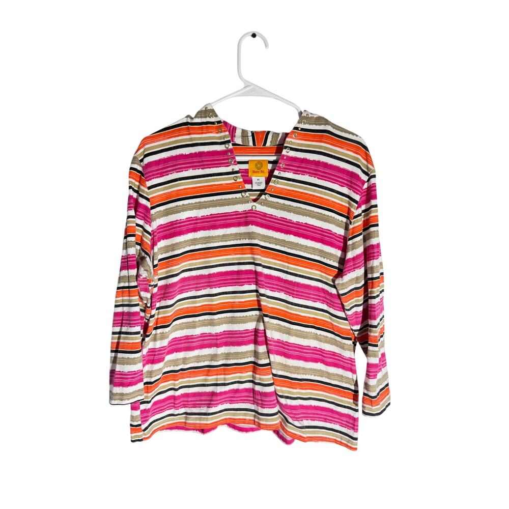 Ruby Rd. Women's XL Multicolor Striped V-Neck